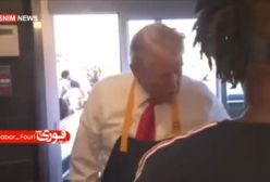 دونالد ترامپ در ساندویچی کار میکند | ویدیوی وایرال شده از کار کردن ترامپ در ساندویچی