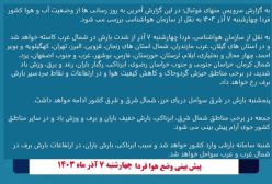 پیش بینی وضعیت آب و هوای کشور برای فردا چهارشنبه 7 آذر 1403